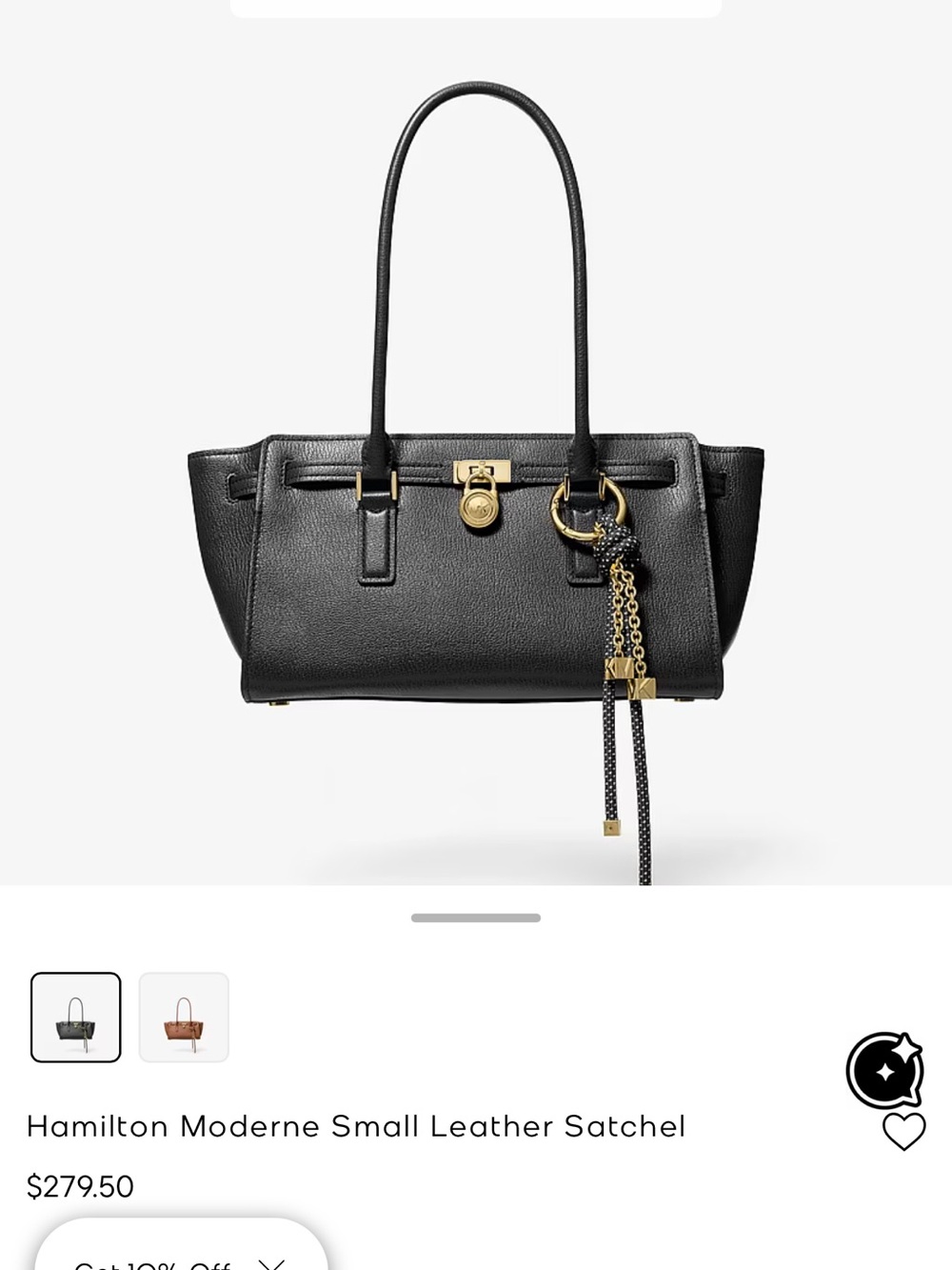 Michael Kors Black Leather Hamilton Satchel with Gold Hardware